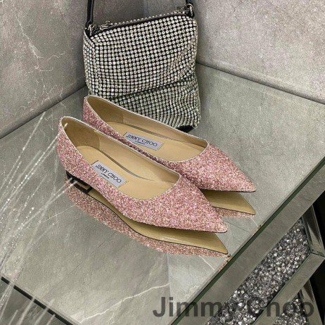 Jimmy Choo Rakkaus Asuntoja Naisten Glitter Hajota Kangas Kirsikka