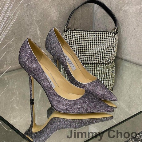 Jimmy Choo Rakkaus Pumput Naisten Glitter Hajota Kangas Violetti/Harmaa