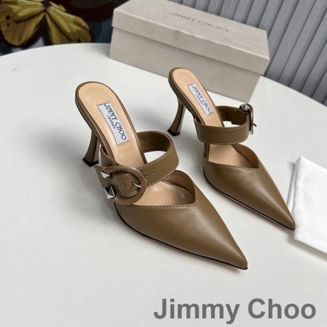 Jimmy Choo Magie 85 Muulit Naisten Nappa Nahka C-Kahvia Solki