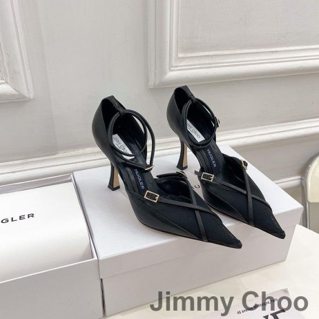 Jimmy Choo x Mugler Hihna 90 Pumput Naisten Nahka Ja Mesh Musta