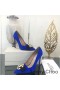 Jimmy Choo Ari 100 Pumput Naisten Mokka JC Logo Ja Grosgrain Keula Sininen