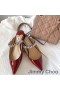 Jimmy Choo Bing Taulu Muulit Naisten Patent Nahka Hihna Punainen Kristalli