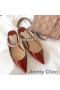 Jimmy Choo Bing Taulu Muulit Naisten Patent Nahka Hihna Punainen Kristalli