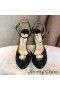 Jimmy Choo Sandaalit Norsunluu Naisten Mokka Helmi Yksityiskohta Musta