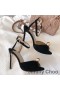 Jimmy Choo Sandaalit Norsunluu Naisten Mokka Helmi Yksityiskohta Musta