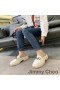 Jimmy Choo Ultra-kevyt Vaahtoava Alustan Muulit Naisten Vasikka Nahkaa Ketjun Valkoinen