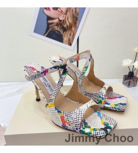 Jimmy Choo Anis 85 Kallistuneena Dioja Naisten Käärme Nahka Valkoinen