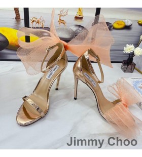 Jimmy Choo Aveline 100 Sandaalit Naisten Nappa Nahka Ylimitoitettu Mesh Jouset Rose Gold