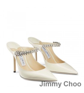Jimmy Choo Bing 100 Muulit Naisten Patent Nahka Crystal Hihna Beige