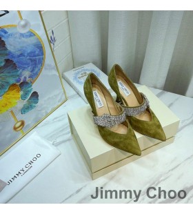 Jimmy Choo Kari 85 Pumput Naisten Suede Crystal Hihna Vihreä
