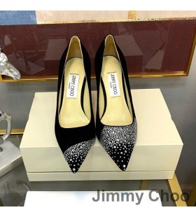 Jimmy Choo Rakkaus 85 Pumput Naisten Mokka Epäsymmetrinen Sirotellaan Kiteet Musta