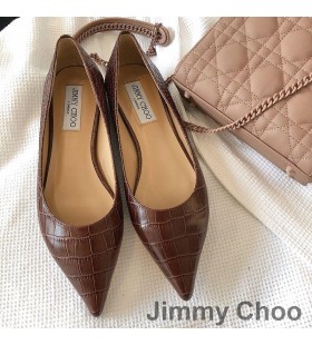Jimmy Choo Rakkaus Asuntoja Naisten Krokotiili Kohokuvioitu Nahka Ruskea