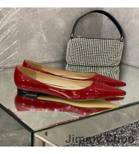 Jimmy Choo Rakkaus Asuntoja Naisten Kiiltonahka Punainen