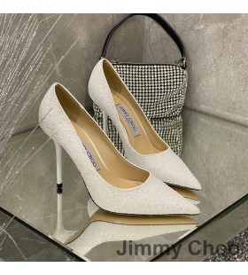 Jimmy Choo Rakkaus Pumput Naisten Glitter Hajota Kangas Valkoinen