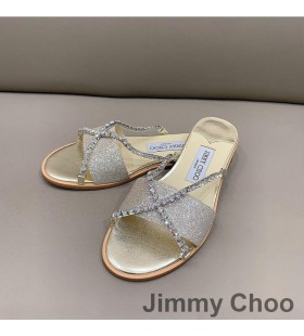 Jimmy Choo Minea Dioja Naisten Glitter Kangas Crystal Ketjun Kultaa