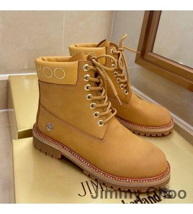 Jimmy Choo Timberland Saappaat Naisten Nupukkia Nahka Kirjailtu Logo Ruskea