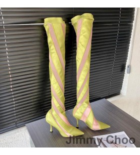 Jimmy Choo x Mugler Yli Polven 105 Sukka Tossut Naisten Raidallinen Mesh Keltainen