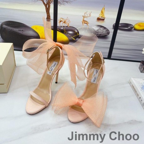 Jimmy Choo Aveline 100 Sandales Femmes En Daim Avec Une Immense Maillage Des Arcs De Cerise