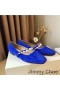 Jimmy Choo Ade Appartements Des Femmes En Daim Avec Perle Embellissement Bleu