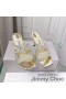 Jimmy Choo Anis 85 Diapositives À Talons Hauts Des Femmes De Paillettes Tissu Gris/Or