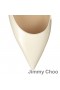 Jimmy Choo Bing Plat Mules Femme En Cuir Verni Avec Du Cristal Bracelet Beige