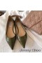 Jimmy Choo Amour Appartements Des Femmes En Cuir De Crocodile En Relief D'Olive