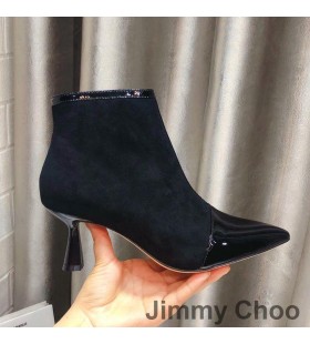 Jimmy Choo Kix Z 65 Cheville Bottines Femmes Cuir Verni Et Daim Noir