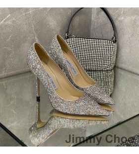 Jimmy Choo Amour Pompes De Femmes Glitter DÃ©grader Le Tissu Gris/Bleu