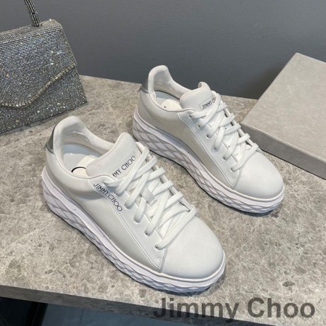 Jimmy Choo Diamond Light Maxi-F Sneakers Frauen Stricken Plattform Sohle Weiß