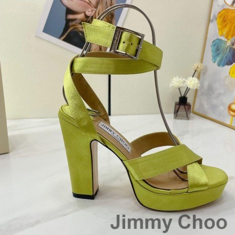 Jimmy Choo Gaia 115 Plattform Sandalen Frauen Satin Zitrone
