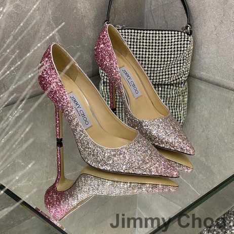 Jimmy Choo Liebe Pumpen Frauen Glitter Degrade Stoff Rose/Silber