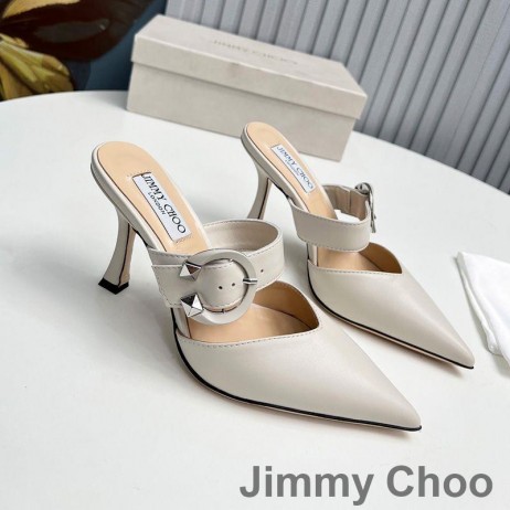 Jimmy Choo Magie 85 Maultiere Frauen Leder Nappa Mit C-Schnalle-Beige