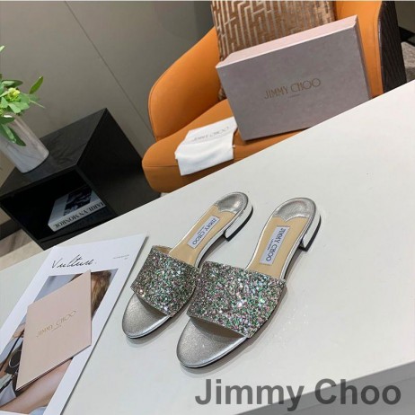 Jimmy Choo Minea Folien Frauen Glitter Stoff Grün