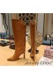 Jimmy Choo Alizze 90 Knie Stiefel Frauen Krokodil Prägung Leder Braun