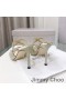 Jimmy Choo Anis 85 Heels Slides Frauen Glitter Stoff Grau/Gold