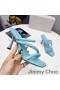 Jimmy Choo Diosa 85 Heels Slides Frauen Leder Geflochtene Strap Sky Blue