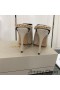 Jimmy Choo Lexx 100 Slingback Maultiere Damen Leder Mit Kette Trim Beige
