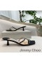 Jimmy Choo Maelie 60 Heels Slides Frauen Glitter Stoff Mit Logo-Woven Ribbon Black