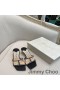 Jimmy Choo Maelie 60 Heels Slides Frauen Glitter Stoff Mit Logo-Woven Ribbon Black