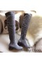 Jimmy Choo Maine Knie Stiefel Frauen Wildleder Mit Kristall Verziert Ferse Grau