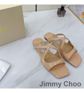 Jimmy Choo Anis Folien Frauen Patent Leder Apricot