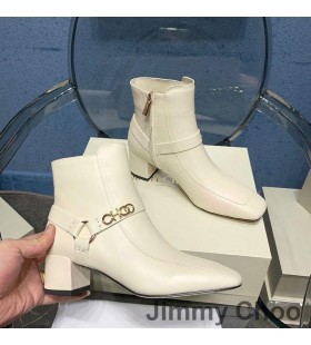 Jimmy Choo Ankle Stiefel Frauen Kalbsleder Mit Choo-Emblem Beige