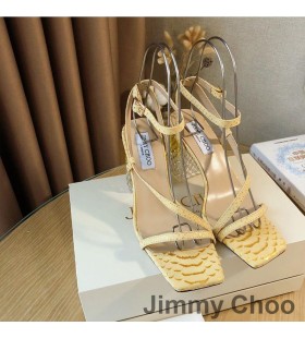Jimmy Choo Kunst 85 Sandalen Frauen Schlange Leder Mit Plexi Ferse Gelb