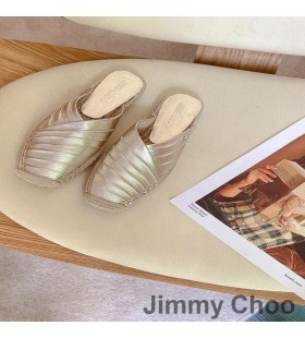 Jimmy Choo Dru Flache Maultiere Frauen Gemischte Schaf-Leder Gold