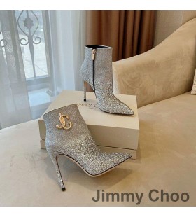 Jimmy Choo Minori 105 Ankle Booties Frauen Glitter Degrade Mit JC-Emblem Silber
