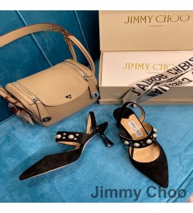 Jimmy Choo Ray 65 Slingback Pumps Frauen Wildleder Mit Perlen In Schwarz