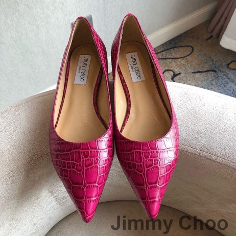 Jimmy Choo Love Διαμερίσματα Γυναίκες Αποτυπωμένες Σε Ανάγλυφο Κροκόδειλος Δέρμα Τριαντάφυλλο