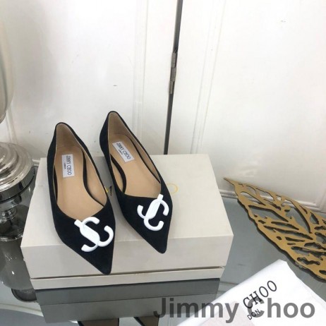 Jimmy Choo Love Διαμερίσματα των Γυναικών Σουέτ Με JC Έμβλημα Μαύρο