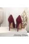 Jimmy Choo Ρι 100 Αντλίες Γυναικών Σουέτ Με JC Λογότυπο Και Grosgrain Τόξο Βουργουνδίας