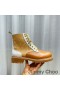 Jimmy Choo Cora Επίπεδες στρατιωτικές Μπότες των Γυναικών Μείγμα Δέρμα Με το JC Μονόγραμμα Καφέ